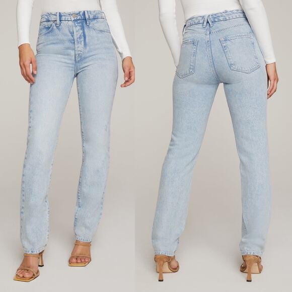 GOOD AMERICAN Good Boy Jeans Women’s Size 18 Light Blue Wash Blue643 - Picture 1 of 5